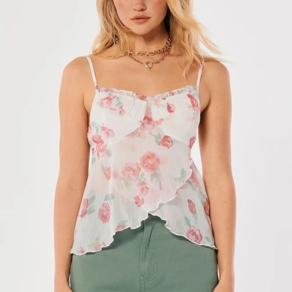 Social Tourist Asymmetrical Hem Chiffon Babydoll Top Size Medium - Picture 1 of 8